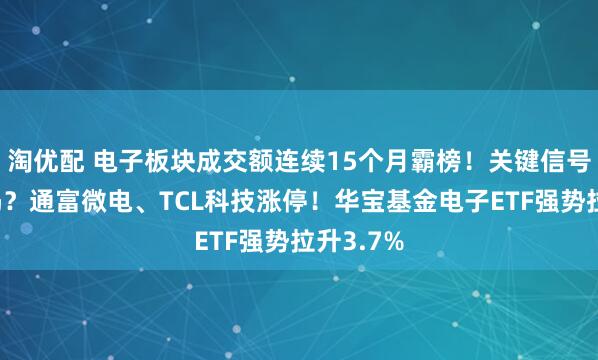 淘优配 电子板块成交额连续15个月霸榜！关键信号出现了吗？通富微电、TCL科技涨停！华宝基金电子ETF强势拉升3.7%